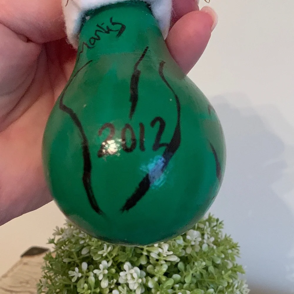 Festive Grinch Ornament with Red Santa Hat 💖